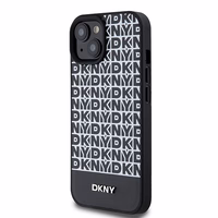 DKNY Odinis spausdintas raštas metalinis logotipas Magnetinis dėklas iPhone 15 / 14 / 13 - juoda