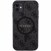 Guess GUHMN61G4GFRK iPhone 11 6.1" XR kietasis dėklas 4G Kolekcija Oda Metal Logo MagSafe - juodas