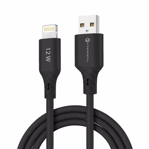 FORCELL F-ENERGY C343 kabelis USB A į Lightning 2,4A 12W Silicone 1 m juodas