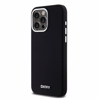 DKNY DKHMP15XSMCHLK iPhone 15 Pro Max6.7" juodas dėklas Liquid Silicone Small Metal Logo MagSafe