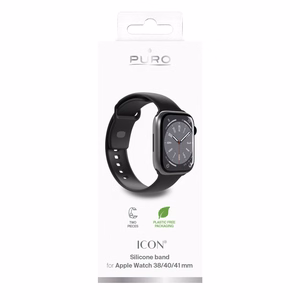 Puro Icon silikoninis dirželis Apple Watch 38/40/41 mm - juodas (2 vnt.)