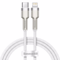 USB-C-Kabel zu Lightning Baseus Cafule, White, Power Delivery, 20W, 1m (balta)