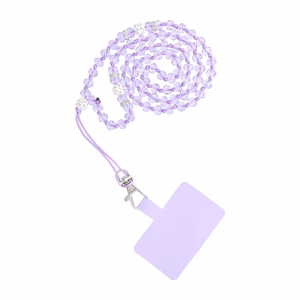 CRYSTAL DIAMOND telefono dirželis, telefono pakabukas / virvelės ilgis 74 cm (37 cm kilpoje) / ant kaklo – violetinis