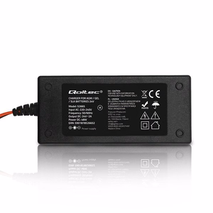 Qoltec 52665 automatinis įkroviklis AGM GEL STD baterijoms | 24V įkroviklis | 2A | 48W | LED | 1,8m kabelis