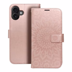 MEZZO knygos dėklas IPHONE 16 Plus mandala rausvas auksas
