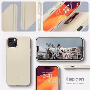 Spigen Thin Fit dėklas telefonui iPhone 15 Plus - smėlio spalvos
