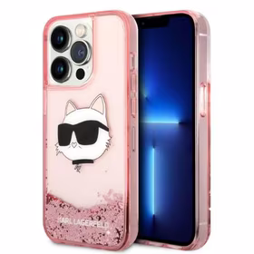 Karl Lagerfeld KLHCP14XLNCHCP iPhone 14 Pro Max 6.7" pink/pink kietas dėklas Glitter Choupette Head