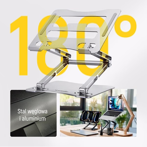 Wozinsky WRS-CPY75DSS aliuminis nešiojamojo kompiuterio ir planšetės stovas + nemokamas išmaniojo telefono stovas - sidabrinis