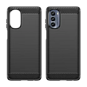 Carbon Case dėklas Motorola Moto G62 5G lankstus silikoninis anglies dangtelis juodas
