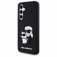 Karl Lagerfeld 3D guminis Karl&Choupette dėklas telefonui Samsung Galaxy S24 FE - juodas