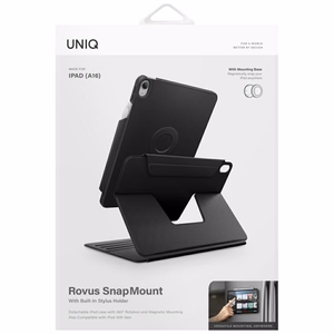 Uniq Rovus Snapmount Magnetinis 360 Sukamas Nuimamas dėklas iPad 11" 2025 / iPad 10.9" 2022 (10-os kartos) - juodas