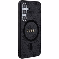 Guess 4G Collection Odinis Metalinis Logotipas Magnetinis dėklas telefonui Samsung Galaxy S24 - juoda