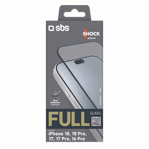 SBS Full Glass grūdintas apsauginis stiklas, skirtas iPhone 18 / 18 Pro / 17 / 17 Pro / 16 Pro
