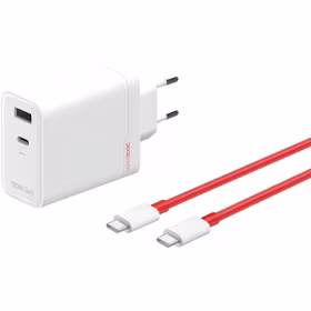 OnePlus SUPERVOOC Įkroviklio prievadai USB-A ir USB-C + USB-C kabelis 120 W Baltas
