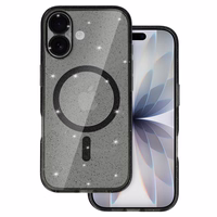 Blizgantis magnetinis dėklas telefonui Iphone 17, juodas, permatomas