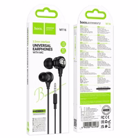 HOCO kabelinės ausinės Jack 3,5 mm su mikrofonu M116 juodos