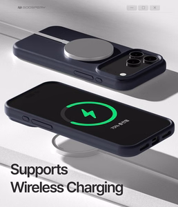 Dėklas Mercury Pure Magsafe Silicon Case Apple iPhone 17 Pro tamsiai mėlynas