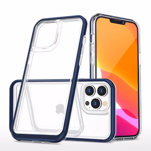 Clear 3in1 case for iPhone 14 Pro Max silicone cover with frame blue
