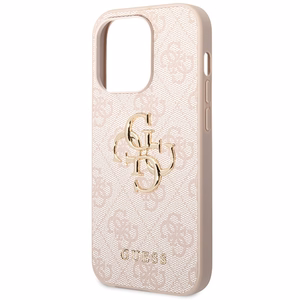 Guess 4G Big Metal Logo dėklas telefonui iPhone 15 Pro – rožinis