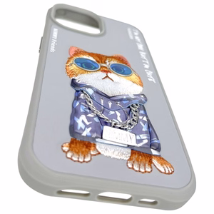 Nimmy Glasses Cool Cat iPhone 15 dėklas - pilkas