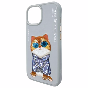 Nimmy Glasses Cool Cat iPhone 15 dėklas - pilkas