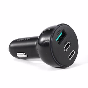 Joyroom automobilinis įkroviklis 70W su 3 jungtimis: USB, 2 x USB-C juodas (JR-CL26)