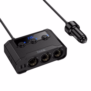 Įkroviklis automobilinis Hoco (Z64) (2xUSB; 2xUSB-C 3xcigarette lighter splitter) juodas