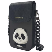 Nimmy Big Eyed Pet 2.0 Panda 3-in-1 Dėklas telefonui + Piniginė + Sekimo įrenginio dėklas - juodas (m)