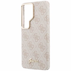 Dėklas Guess PU 4G Script Metal Logo Magnetic Samsung S948 S26 Ultra rožinis
