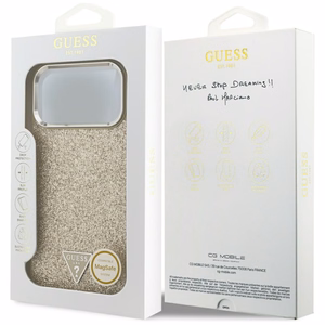 Guess Glitter Triangle Logo MagSafe чехол iPhone 17 Pro Max золотой