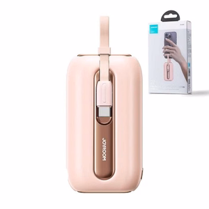 Išorinė baterija Joyroom JR-L012 rožinė 10000mAh (PD 22.5W) + integruoti Type-C / Lightning laidai