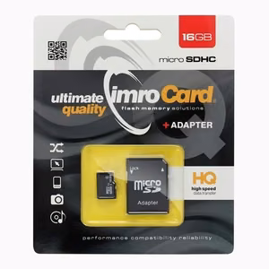 Atminties korta IMRO MicroSD 16GB 100MB/s (class10 UHS I 4K) + SD Adapteris