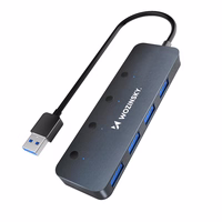 USB-A Hub Wozinsky WHS080YSS 4 x USB-A 3.0 su atskirais jungikliais, aliuminis, su 30 cm laidu - pilkas