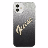 Guess GUHCP12SPCUGLSBK iPhone 12 mini 5.4" juodas/juodas kietas dėklas Glitter Gradient Script