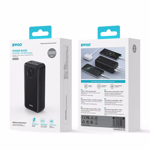 BWOO 22,5W 30000 mAh power bank with LCD screen, black