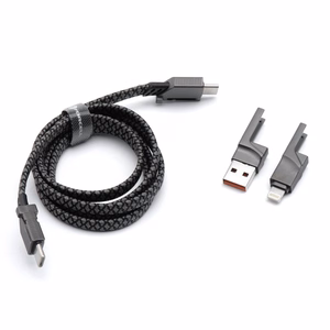 FORCELL F-ENERGY C241 4in1 kabelis Type C į USB A į Type C / Lightning QC PD 3A 60W 1 m chromuotas