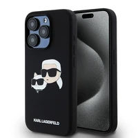 Karl Lagerfeld Silikoninis Karl&Choupette Ring MagSafe dėklas iPhone 15 Pro Max - juodas