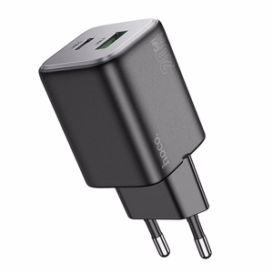 Įkroviklis telefonui Hoco USB A + USB C QC3.0 PD 3A 20W N41 juodas