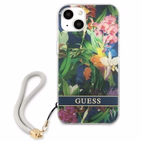 Guess GUHCP13SHFLSB iPhone 13 mini 5.4" mėlynas/mėlynas kietas dėklas Gėlių Dirželis