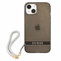 Guess GUHCP13SHTSGSK iPhone 13 mini 5.4" juodas/juodas kietasis dėklas su permatomu dizainu Stap