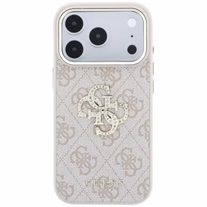 Guess 4G & Big Strass Logo dėklas, skirtas iPhone 17 Pro / 18 Pro – spalva: rožinė