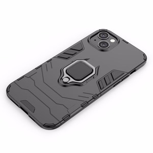 Ring Armor dėklas telefonui iPhone 14 Plus šarvuotas dangtelis su magnetiniu laikikliu ir žiedu juodas