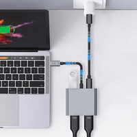 "Tech-Protect" HB08 4in1 USB-C + USB2.0 + 2 x HDMI 4K 60HZ adapteris - pilkas