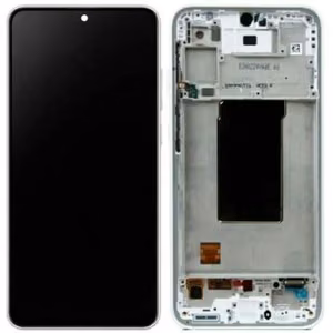 Ekranas Samsung A376 A37 5G su lietimui jautriu stikliuku ir rėmeliu White originalus (service pack)