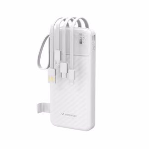 Wozinsky W11-W 10000mAh 10W Powerbank with Built-in Cables and Flashlight - White