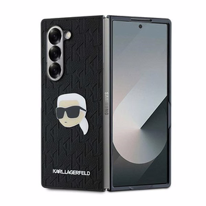 Karl Lagerfeld Saffiano monogramos galvos ženklo dėklas telefonui Samsung Galaxy Z Fold 6 - juoda