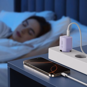 "Tech-Protect" NCM33 PD 33W QC3.0 USB-C / USB-C sieninis įkroviklis - violetinės spalvos