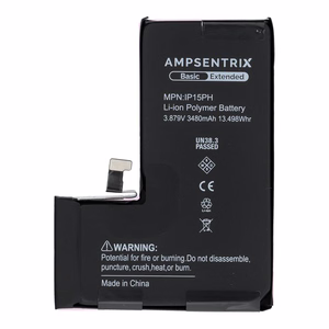 AmpSentrix Basic baterija, skirta iPhone 15 PRO (didelė talpa 3480 mAh)