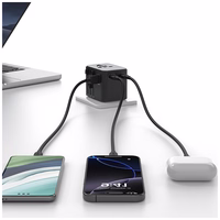 Tinklo įkroviklis USAMS Travel Adapter CC309 2xUSB-C 25W 4w1 US/AU/EU/UK juodas