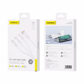 FONENG laidas XS01 3in1 3A 1.2M baltas